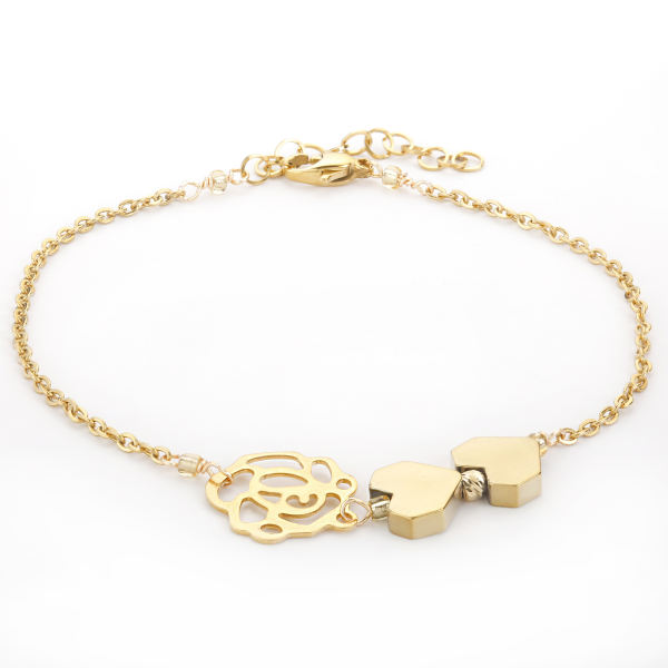 دستبند طلا 18 عیار زنانه طرح گل رز