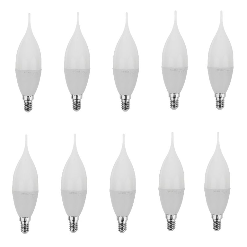 لامپ ال ای دی 7 وات تکتاب مدل شمعی پایه E14 بسته 10 عددی